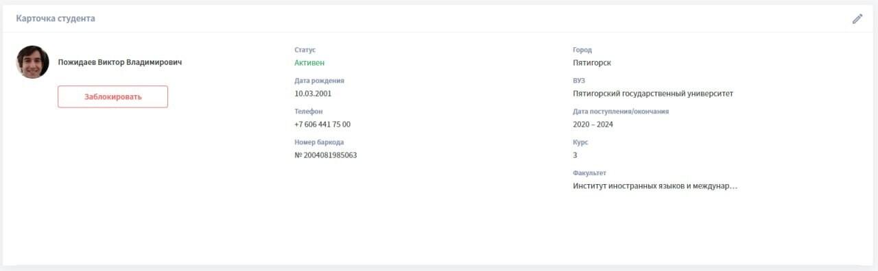 Отображение профиля в админ панели